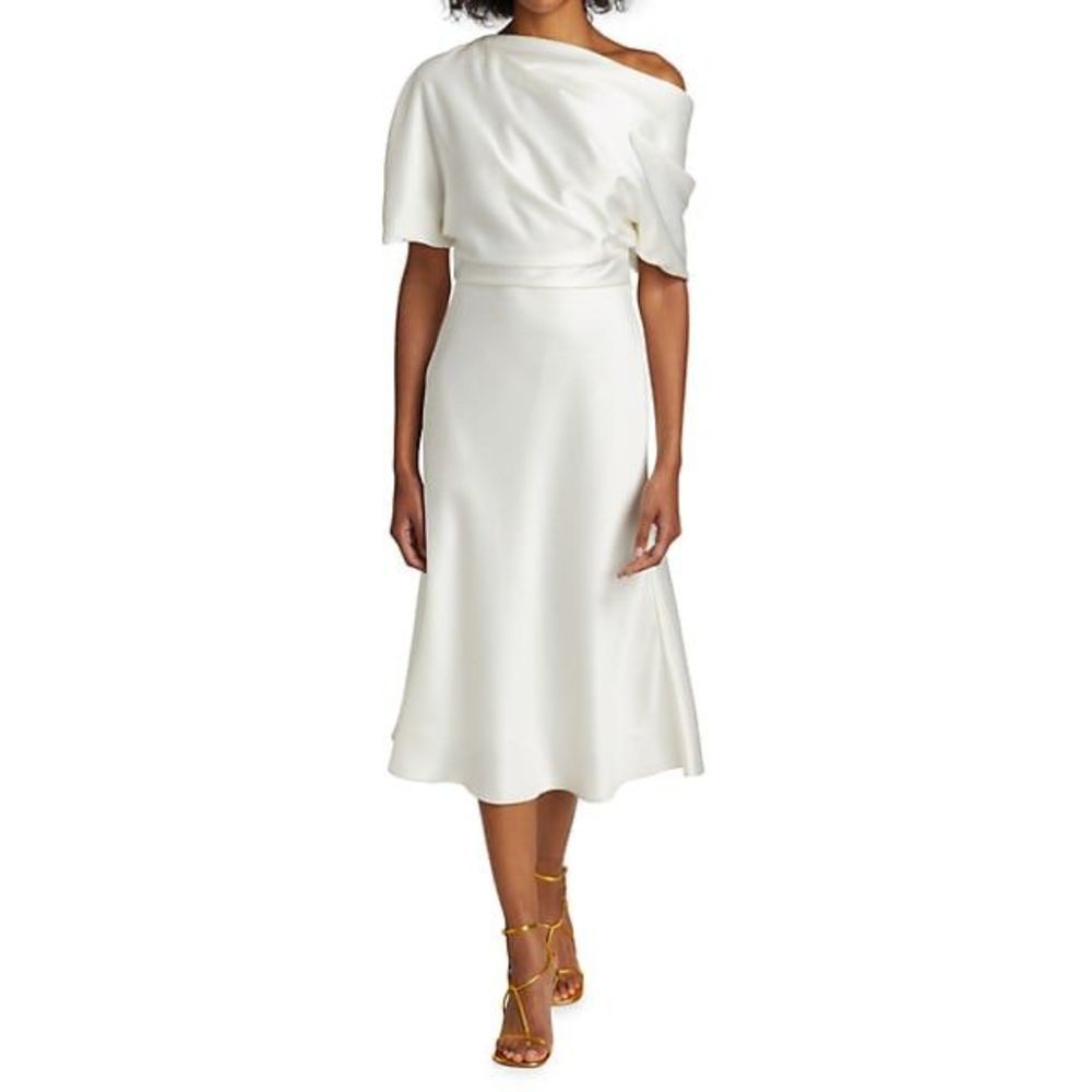 Amsale
Draped Satin One-Shoulder Dress